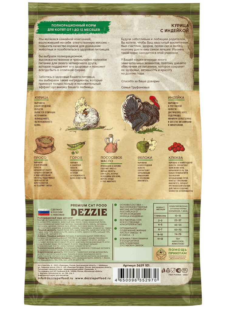 Корм DEZZIE для котят от 1 до 12 месяцев — это премиум качество ...